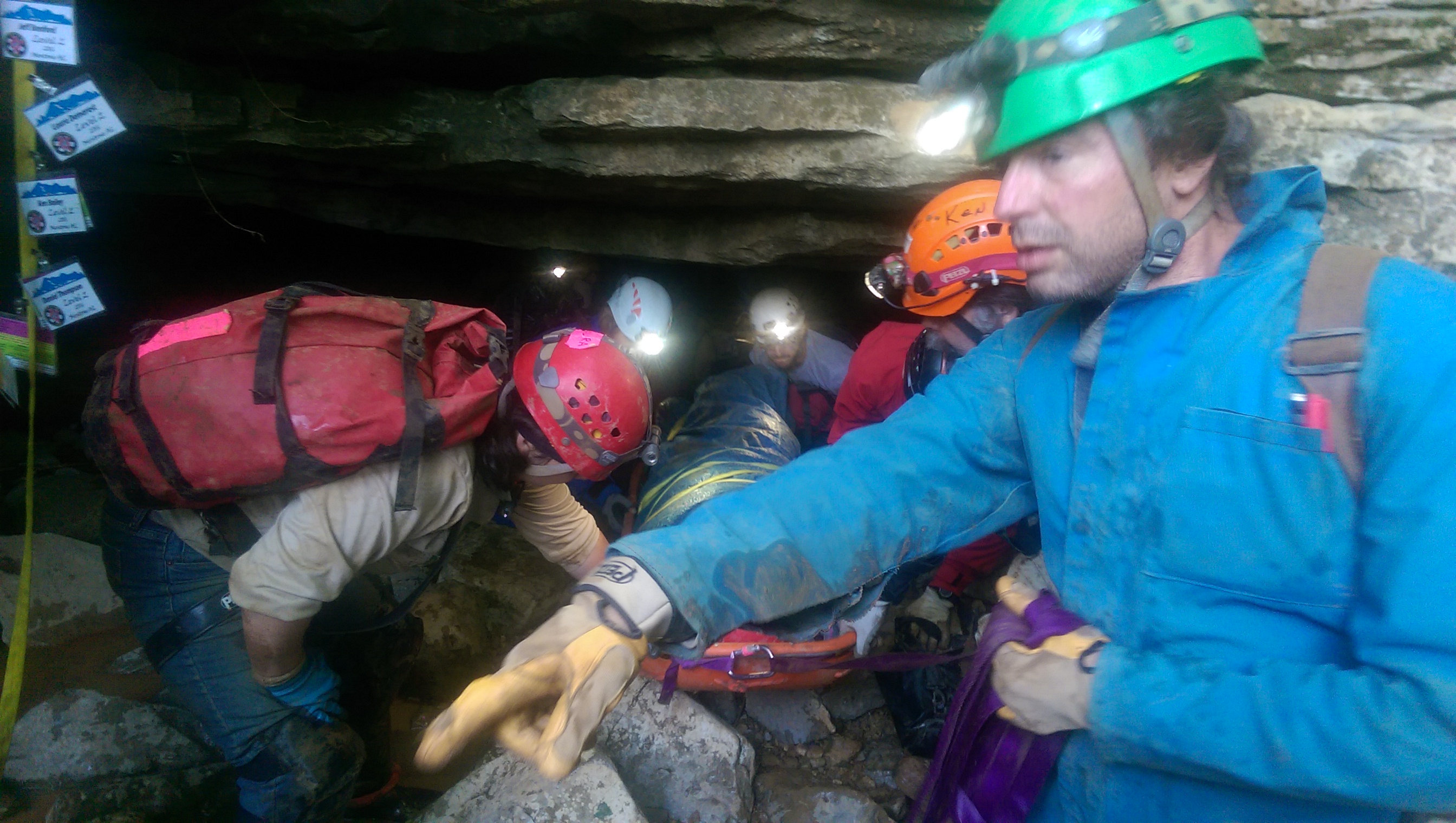 Just as in mountain rescue, cave rescue entails lots of pointing